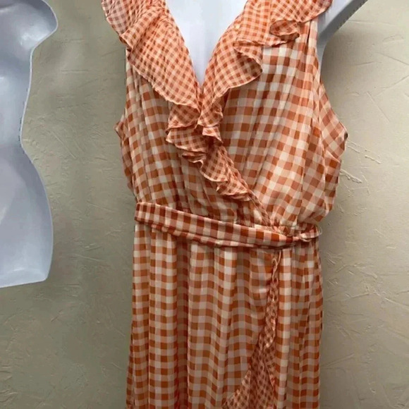 Lauren Conrad Sleeveless Dress orange Gingham Women's plus size 4X - Picture 9 of 14